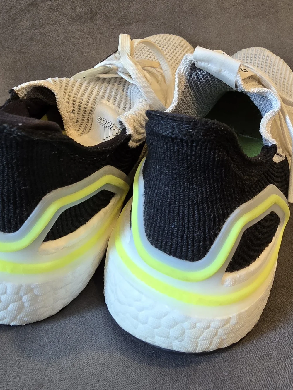 Adidas Ultraboost 19 White Black Signal Green Running Shoes Men's Size 8